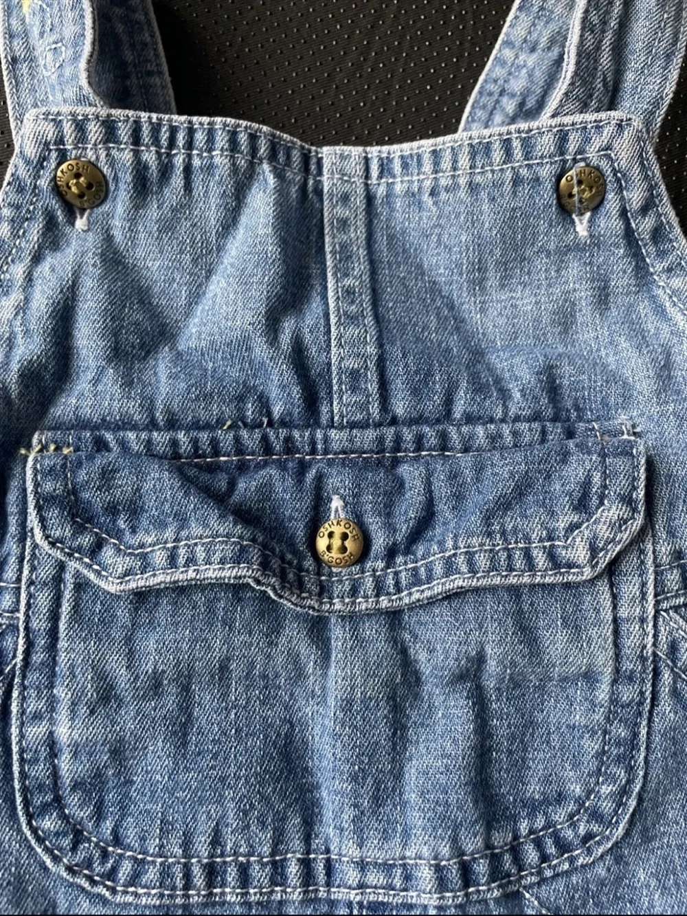 OshKosh B'gosh Light Blue Denim Shortalls with Helicopter Embroidery